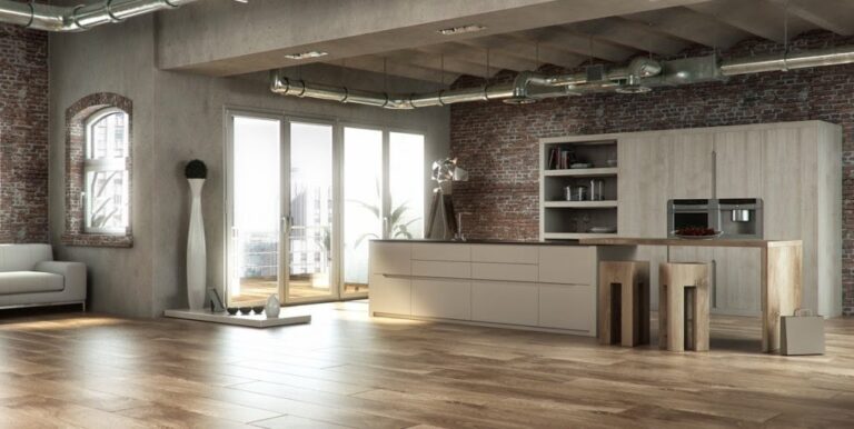 Muebles de cocina modernos en madera laminada estilo nordico